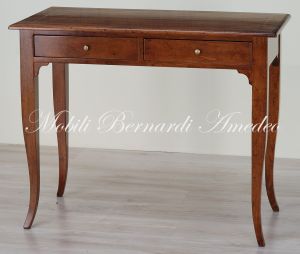 Scrittoio in noce stile classico da cm 100x50 con 2 cassetti e intarsio